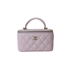 CHANEL 22A Dark Grey Lamb Skin Top Handle Vanity Light Gold Hardware –  AYAINLOVE CURATED LUXURIES