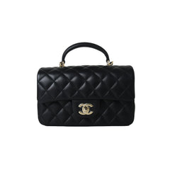 CHANEL Lambskin Quilted Mini Square Flap Bag Black 1316086