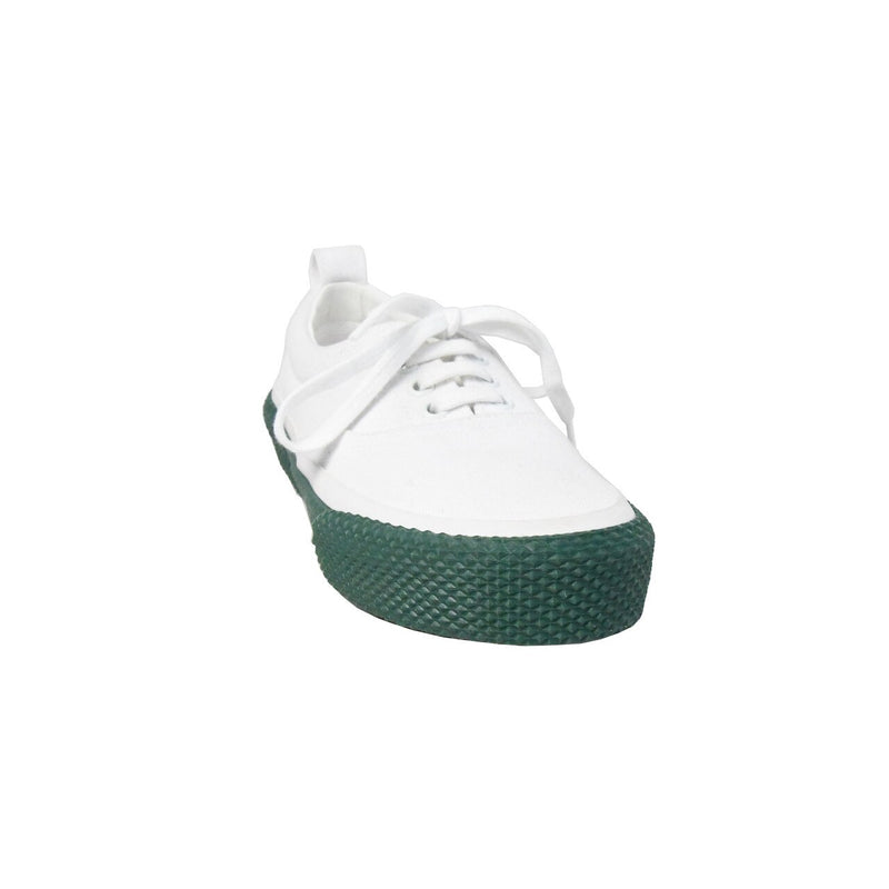 Celine New Skate Canvas Lace Up Sneaker White Green Sole - NOBLEMARS