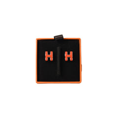 Hermes Pop H Palladium Hardware Earrings Rouge Orange