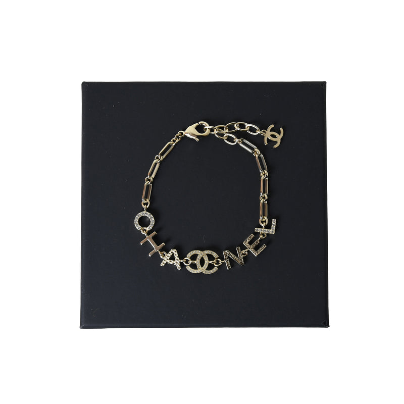 Chanel Logo Letter Chain Bracelet Gold