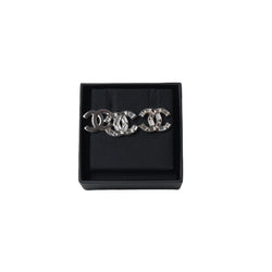 Chanel Baguette Crystal Double CC Earring Silver