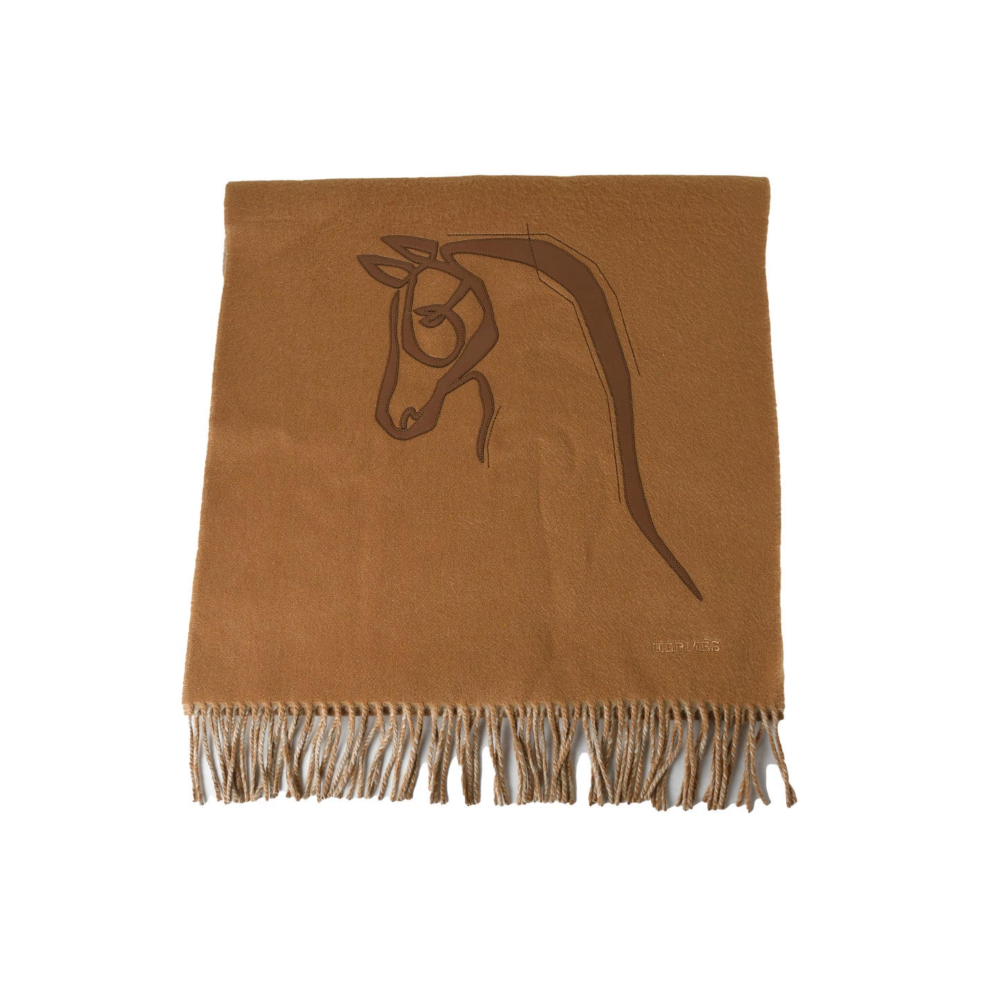 Hermes Cheval Au Trait Leather Patch Detail Muffler