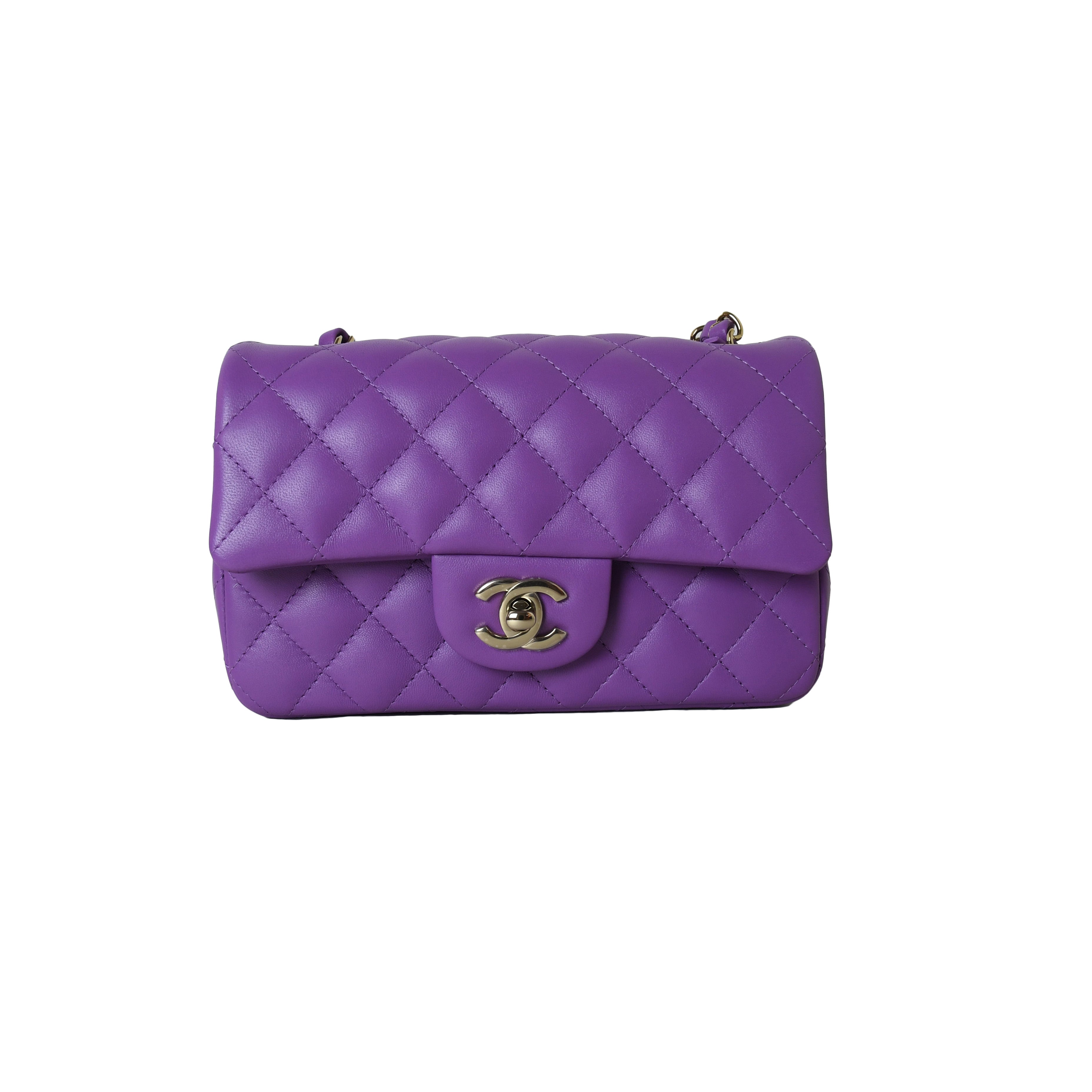 Chanel Velvet Round Flap Trunk Bag Purple - NOBLEMARS