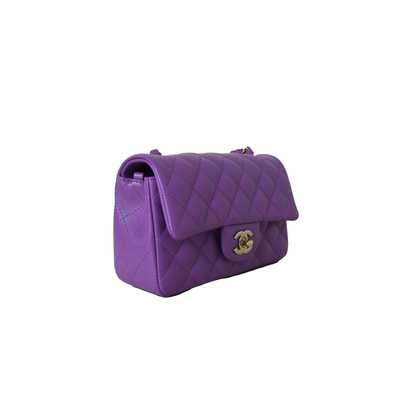 Chanel Mini Flap Lambskin Bag Purple