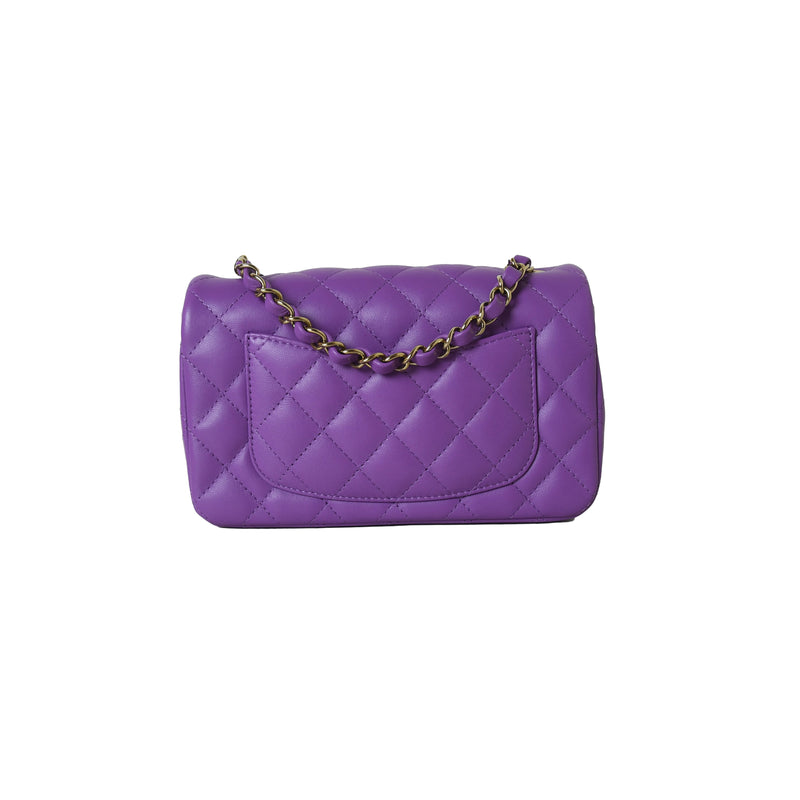 Chanel Mini Flap Lambskin Bag Purple