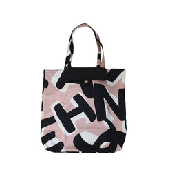 Chanel Printed Fabric Foldable Tote Bag With Chain