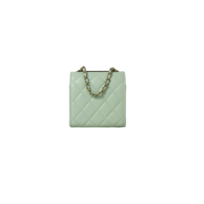 Chanel Quilted Mini Trendy Cc Clutch With Chain Lambskin Light Green - NOBLEMARS