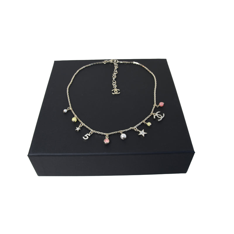 Chanel Crystal Necklace Gold Multicolor - NOBLEMARS