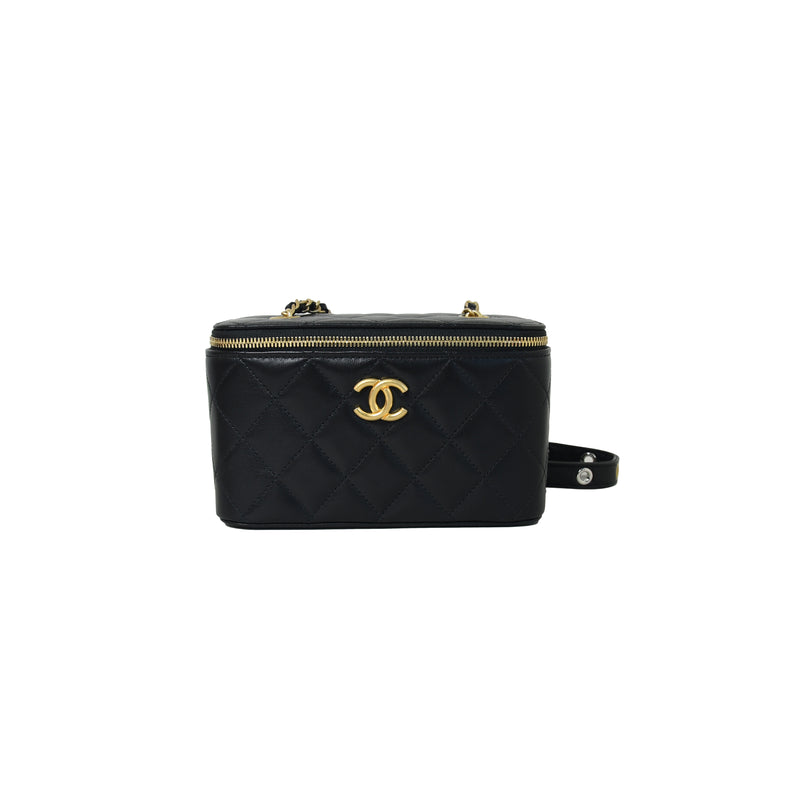 Chanel Long Vanity Case with Strap Gold  Black - NOBLEMARS