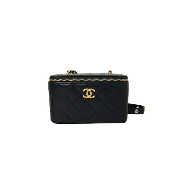 Chanel Pearl Crush Long Vanity Case Gold Black - NOBLEMARS