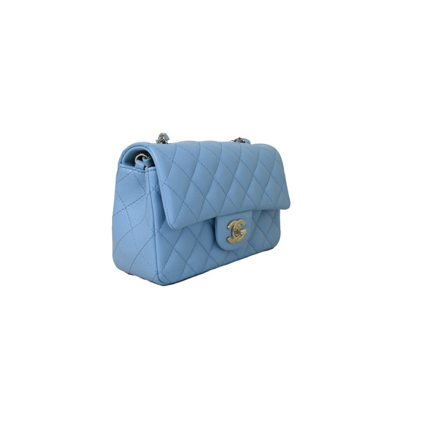 Chanel Mini Flap Lambskin Bag Blue