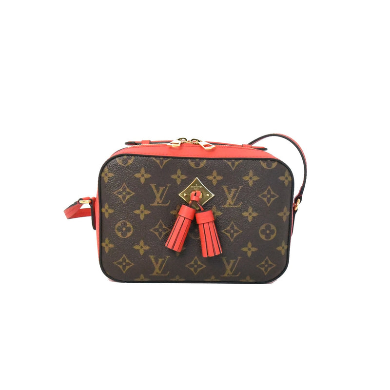 Louis Vuitton Brown Monogram Canvas & Coquelicot Leather Saintonge Bag