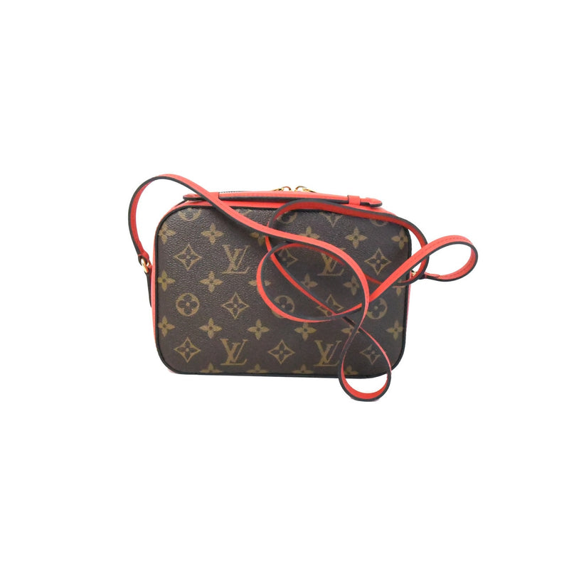 Louis Vuitton Brown Monogram Canvas & Coquelicot Leather Saintonge Bag