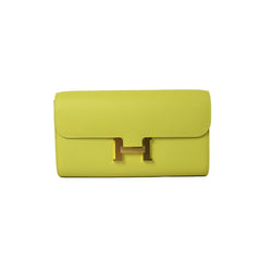 Hermes Constance Long To Go Wallet Gold Lime - NOBLEMARS