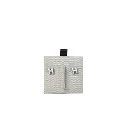 Hermes Mini Pop H Palladium Hardware Earrings White