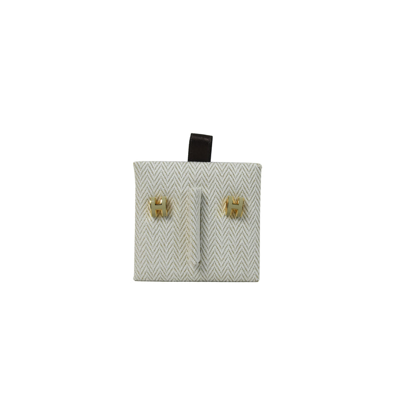 Hermes Mini Pop H Gold Hardware Earrings Marron Glace