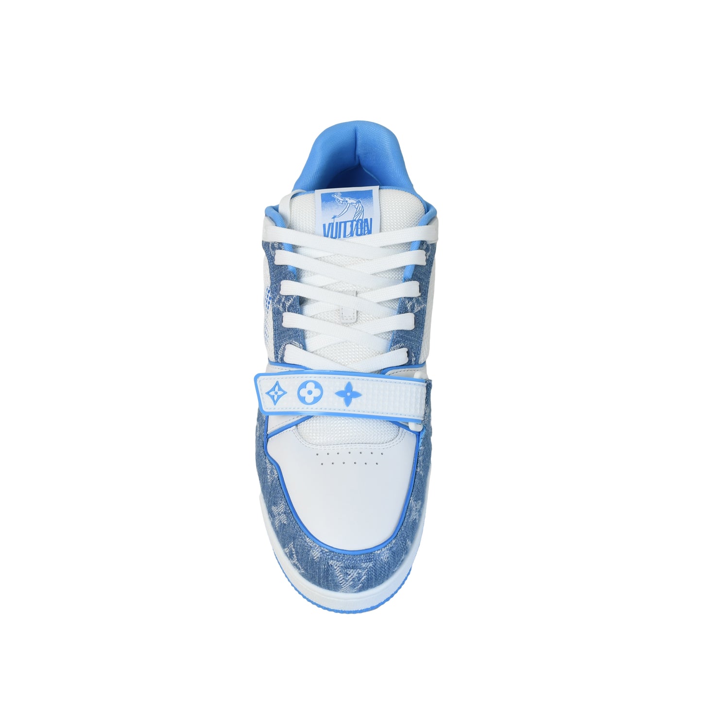 Louis Vuitton Monogram Strap Trainer White Blue