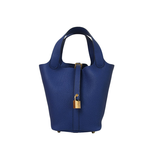 Hermes Picotin 18 Gold Hardware Blue Sapphire