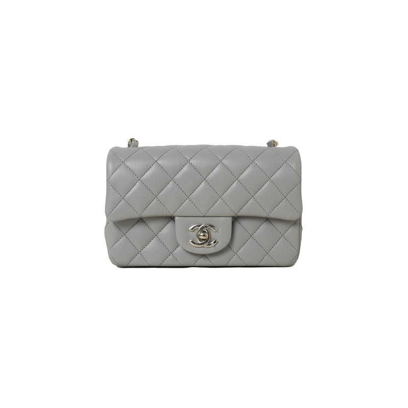 CHANEL Lambskin Quilted Metal Mini Top Handle Rectangular Flap