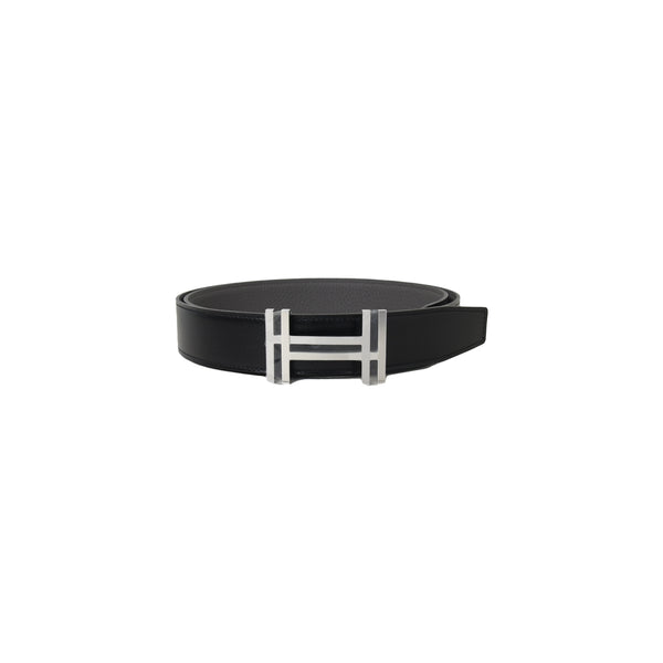 Hermes H au Carre belt buckle & Reversible leather strap 32 mm Noir Étain