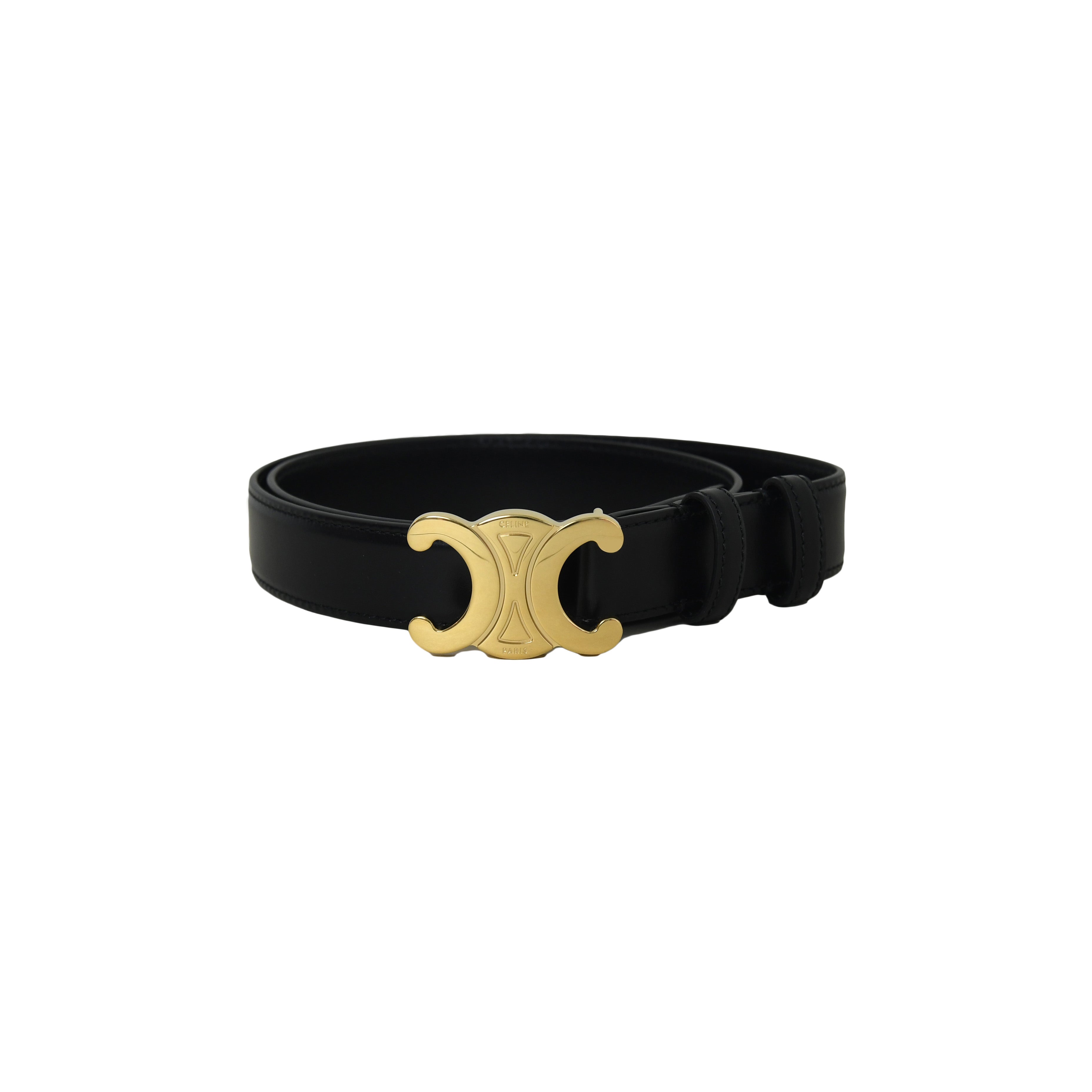 Shop CELINE Small block triomphe belt in smooth calfskin (45APH3A01.02TR,  45APH3A01.38NO) by Youshop