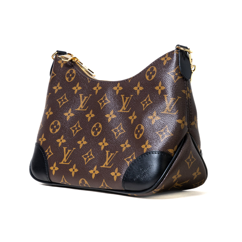 Auth Louis Vuitton Boulogne Brown Monogram Canvas Leather Women Shoulder  Handbag