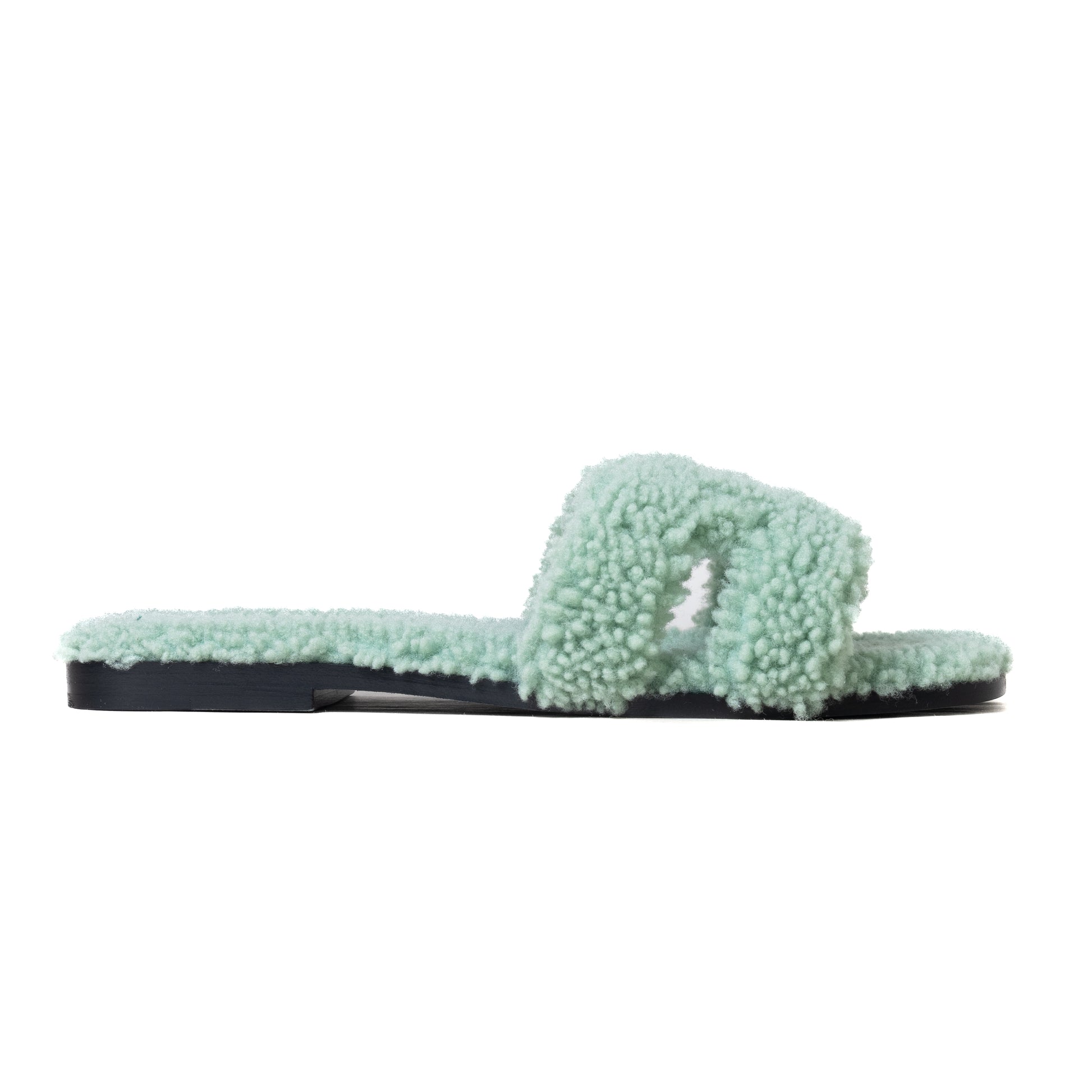 Hermes Oran Teddy Sandals Vert D'Eau – NOBLEMARS