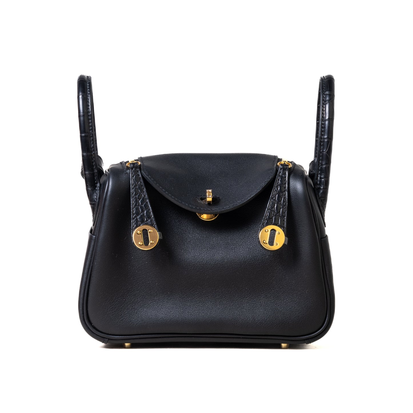 Hermes Mini Lindy Touch Matt Gold Hardware Noir - NOBLEMARS