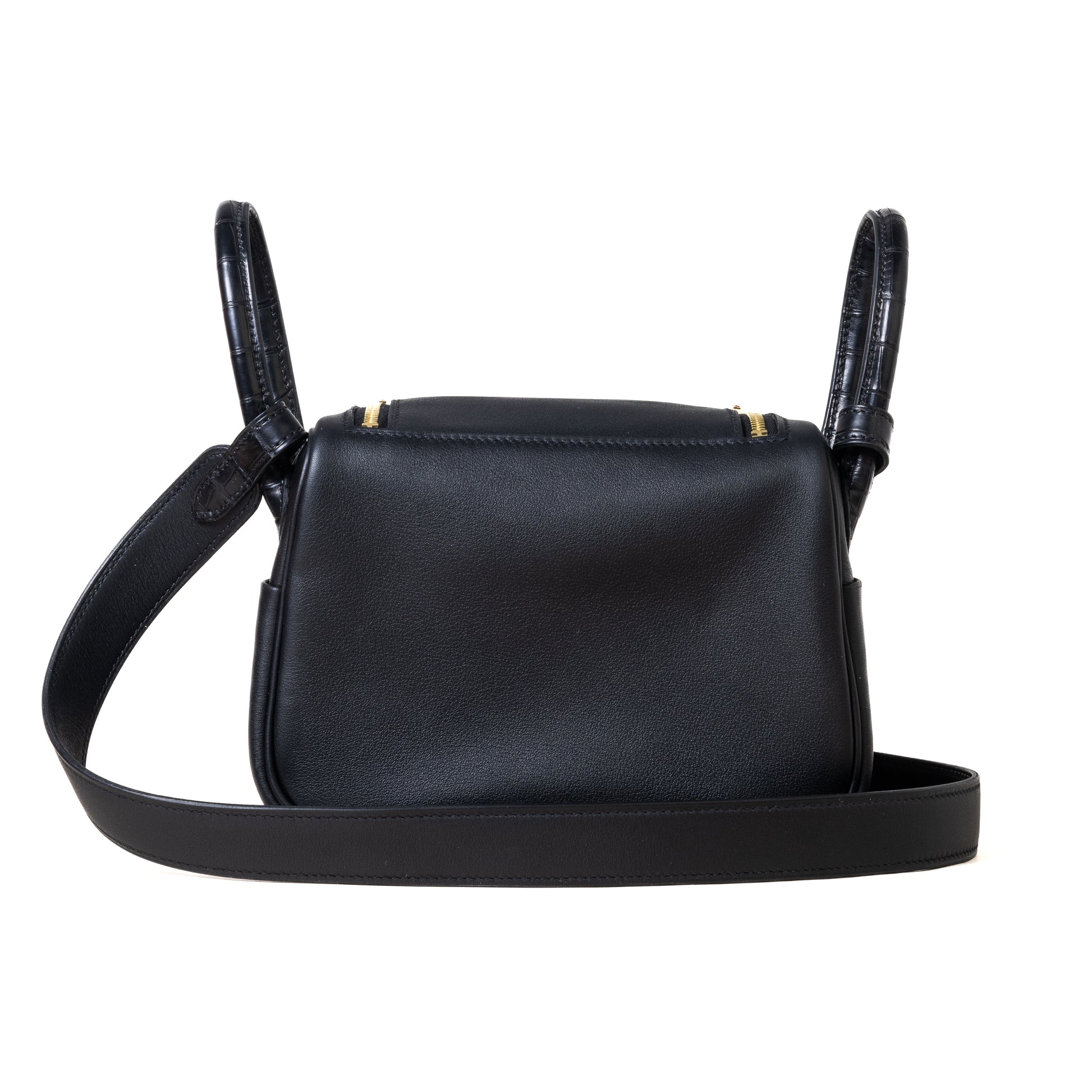 Hermes Mini Lindy Touch Matt Gold Hardware Noir - NOBLEMARS