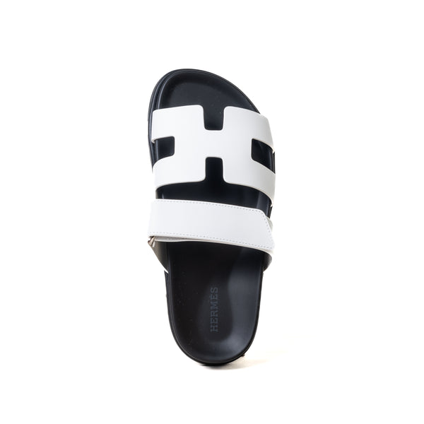 Hermes Chypre Calfskin Sandals White - NOBLEMARS