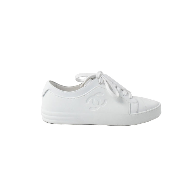 Chanel CC Sneakers White White - NOBLEMARS