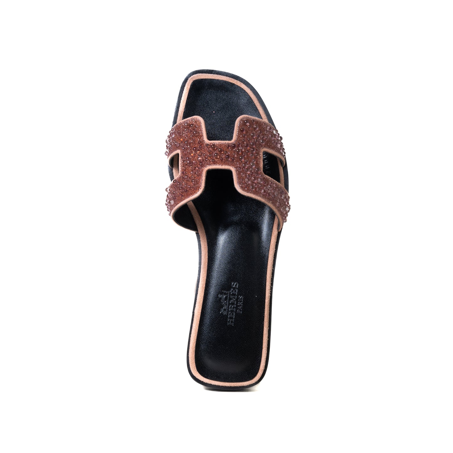 Hermes Oran Glitter Mules Oran Sandals Brown - NOBLEMARS