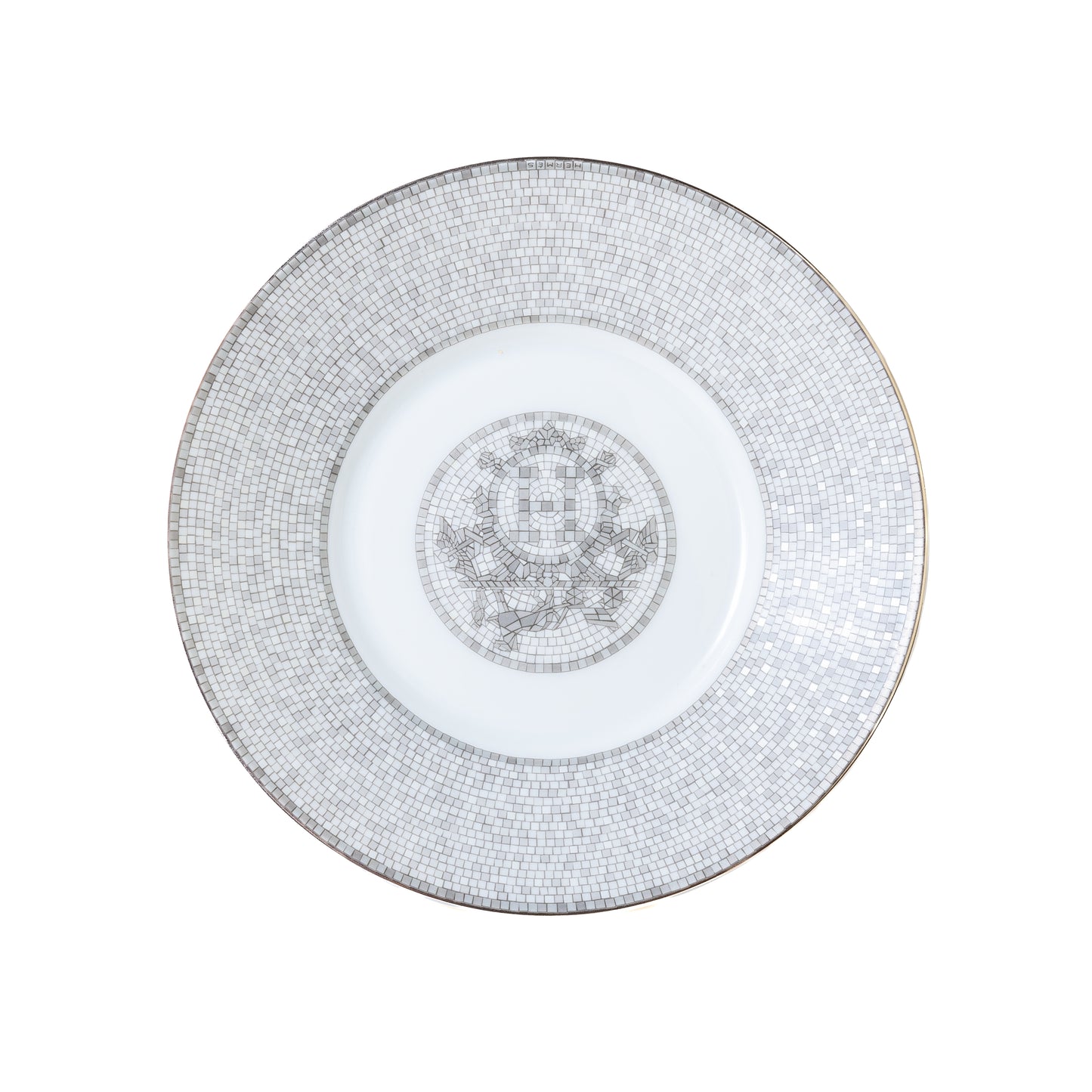 Hermes Mosaique Au 24 Platinum Coffee Cup and Saucer Platinum (Set of 2) - NOBLEMARS