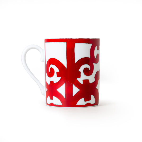 Hermes Balcon du Guadalquivir Porcelain Ceramic Coffee Mug Cup Red White - NOBLEMARS