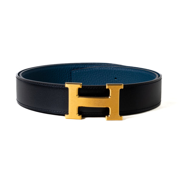 Hermes Constance belt buckle & Reversible leather strap 38 mm Noir Bleu Nuit - NOBLEMARS
