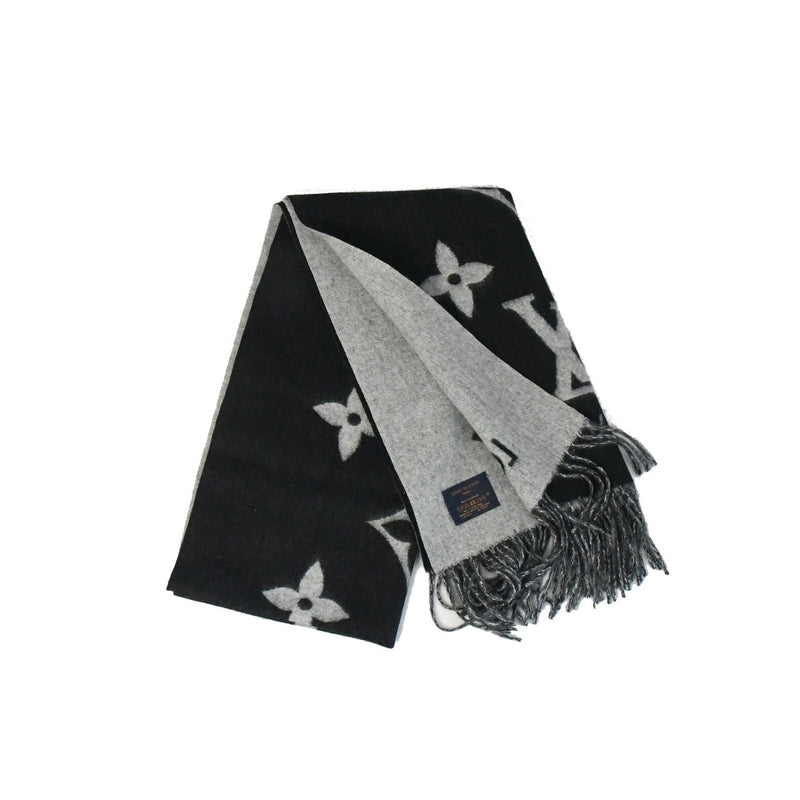 Louis Vuitton Double Sided Large Scarf Black Grey - NOBLEMARS