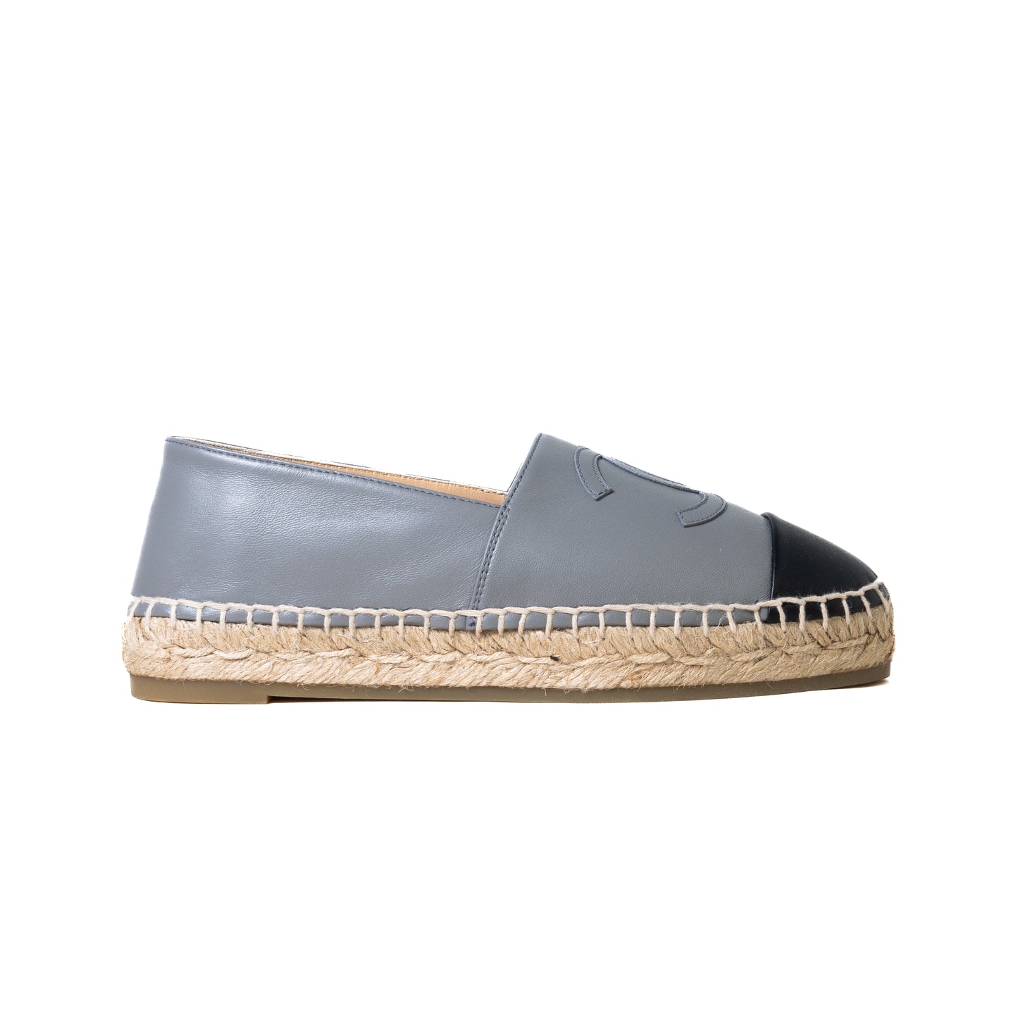 Chanel Lambskin Espadrilles Grey Black - NOBLEMARS