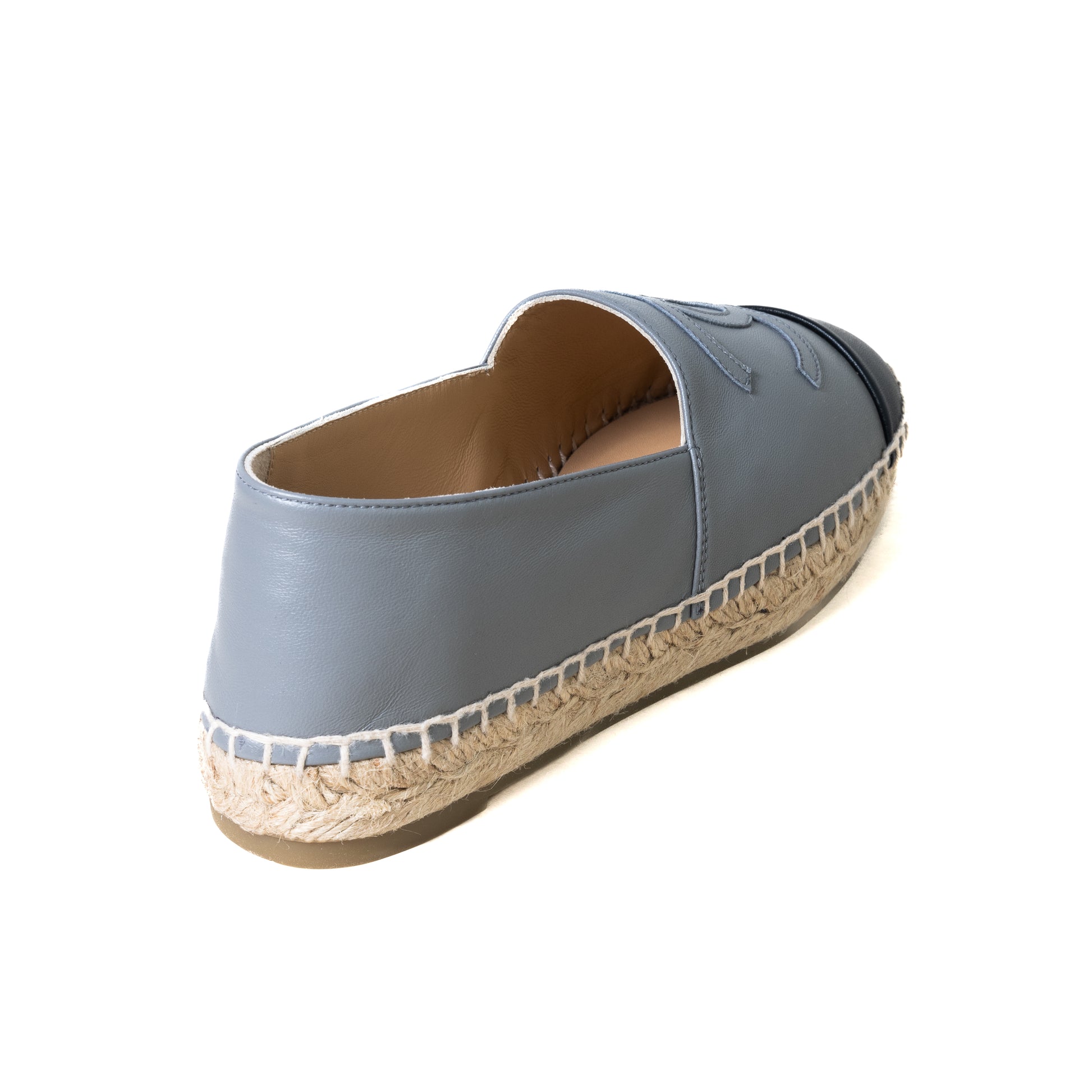 Chanel Lambskin Espadrilles Grey Black - NOBLEMARS