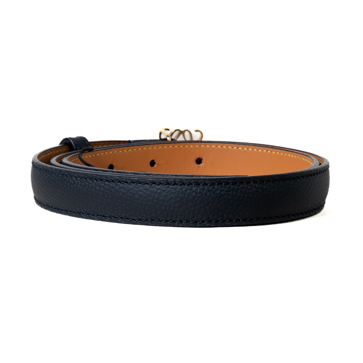 Loewe Anagram Smooth Calfskin Brass Belt Black - NOBLEMARS