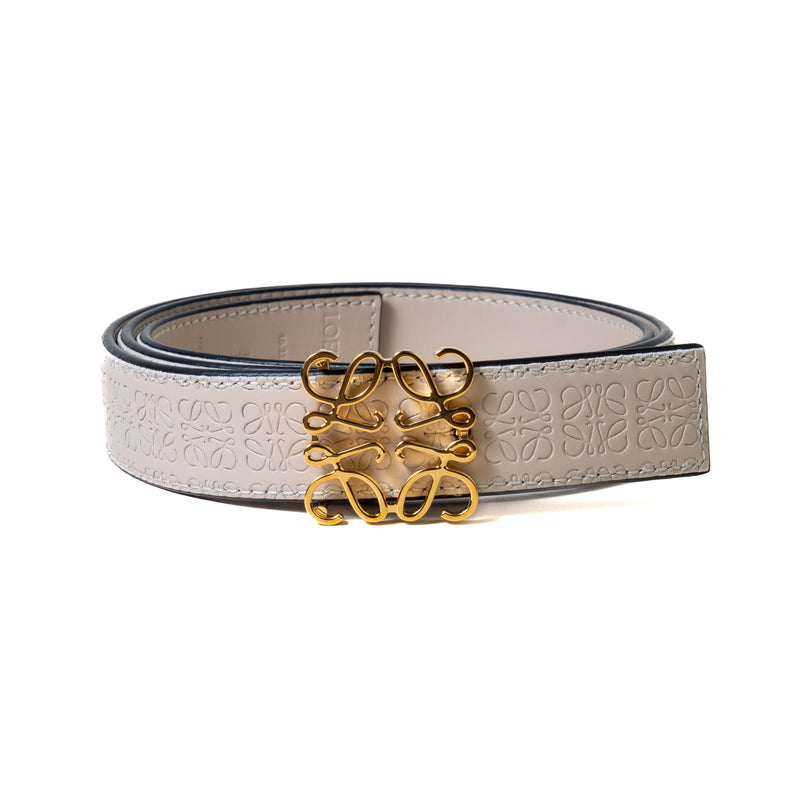 Loewe Anagram Textured Leather Belt Sand - NOBLEMARS
