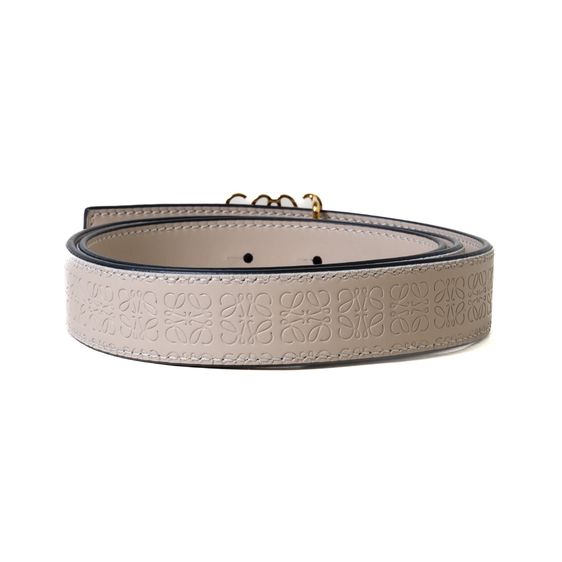 Loewe Anagram Textured Leather Belt Sand - NOBLEMARS