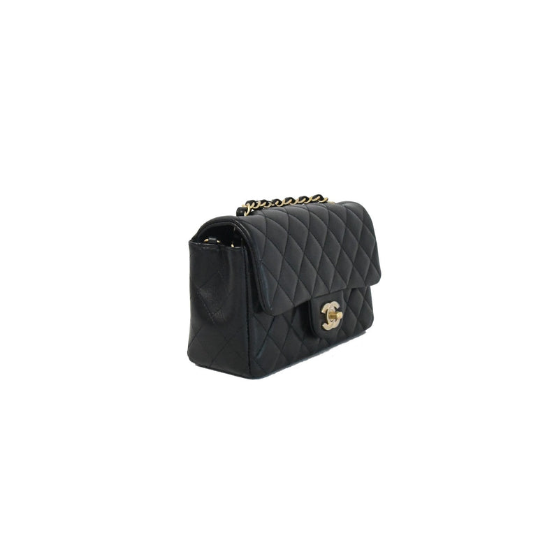 Chanel Mini CF Lambskin Gold HW Black - NOBLEMARS