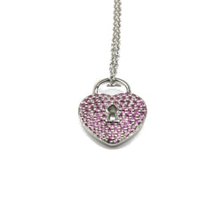 Tiffany Pink Heart Diamond Lock Necklace - NOBLEMARS