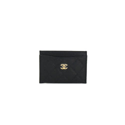 Chanel Classic Caviar Leather Card Holder Gold HW Black - NOBLEMARS
