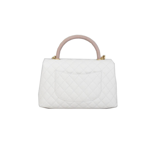 Chanel Small Coco Lizard Handle White - NOBLEMARS