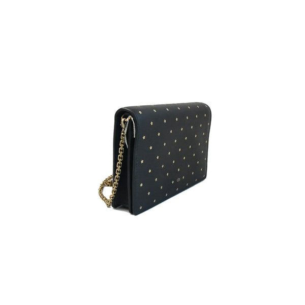 Dior Gold Star Print Wallet on Chain Black - NOBLEMARS