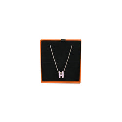 Hermes H Logo Rose Gold Necklace Rose Pink - NOBLEMARS