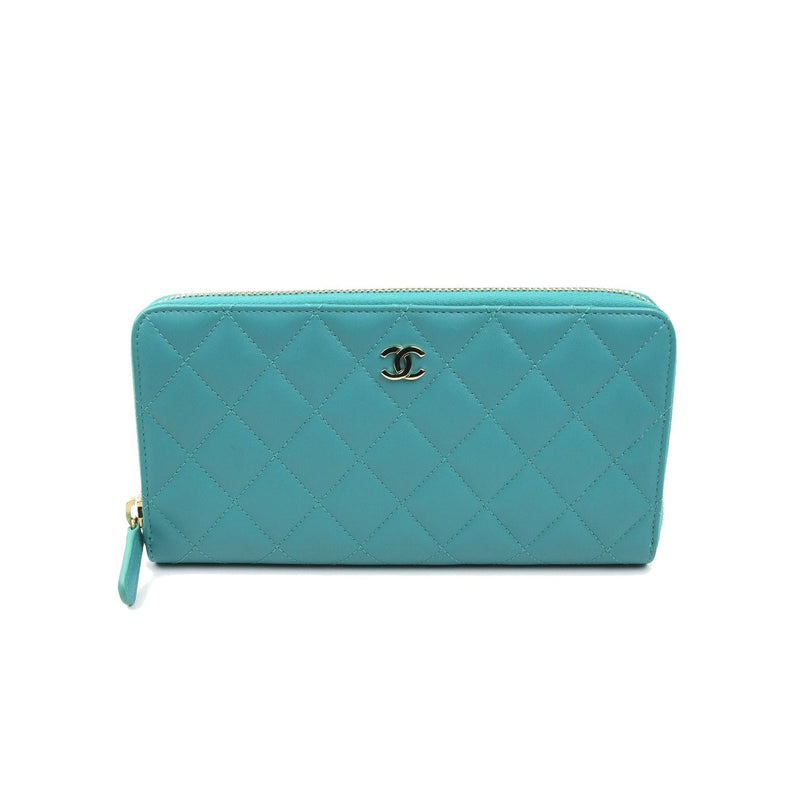 Chanel Gusset Zip Wallet /Turquoise - NOBLEMARS