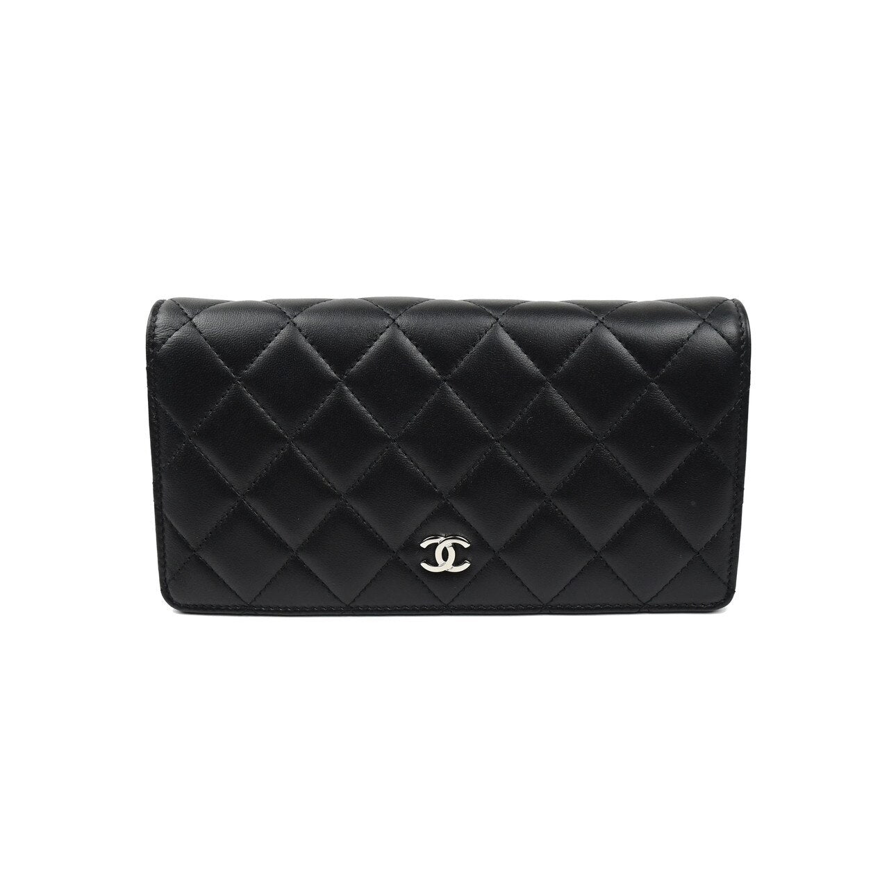 Second-hand CHANEL Chanel plaid leather long wallet Silver with flaws  Italian high vintage jewelry - Shop Mr.Travel Genius Antique shop Wallets -  Pinkoi